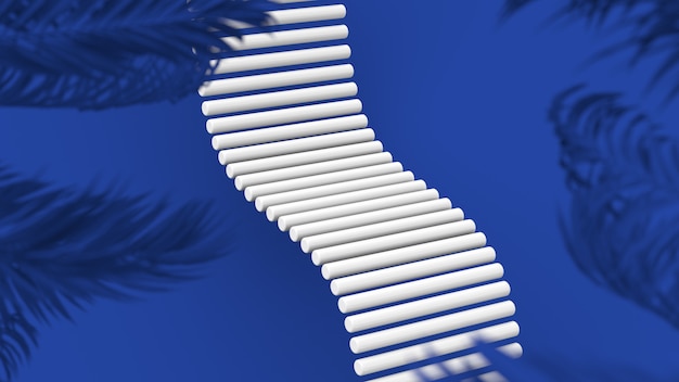 Foto cilindros blancos fondo azul palmeras