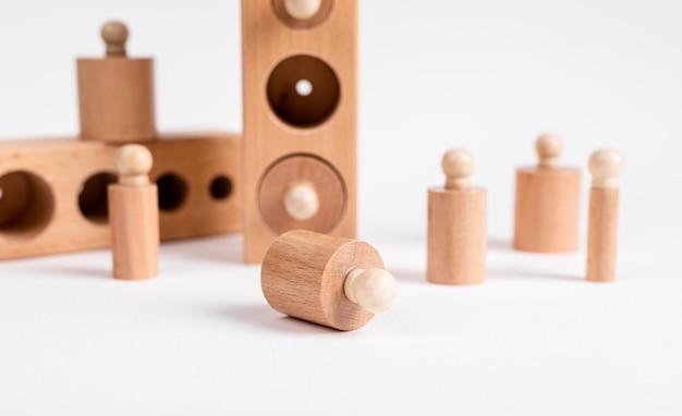 Cilindros de madera con perilla Montessori con bloques Rompecabezas para niños para el desarrollo de la coordinación y la concentración de la mano del ojo