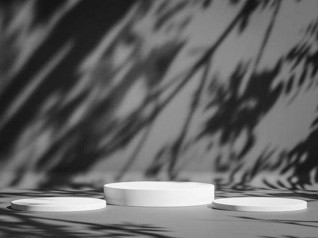 Foto cilindros de plataforma de podio 3d modelo de escenario de pedestal blanco realista de forma geométrica redonda