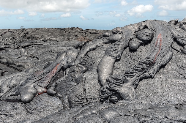 Cima, magma, em, campo lava, havaí, vulcões, parque nacional