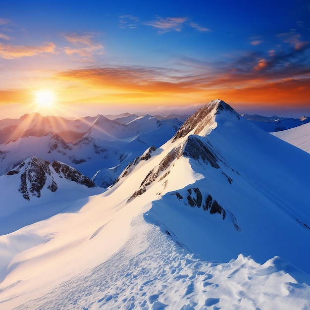 Las cimas de las montañas cubiertas de nieve