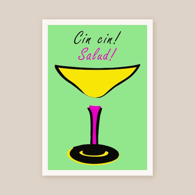 Cin Cin! Gruß! Trinken Sie Retro Posterdruck