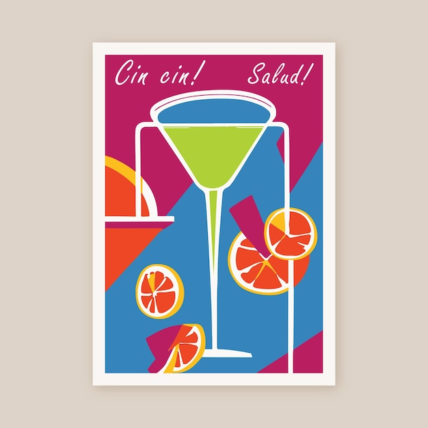 Foto cin cin! gruß! trinken sie retro posterdruck