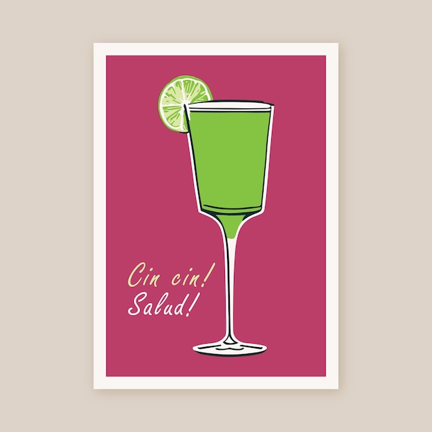 Cin Cin! Gruß! Trinken Sie Retro Posterdruck