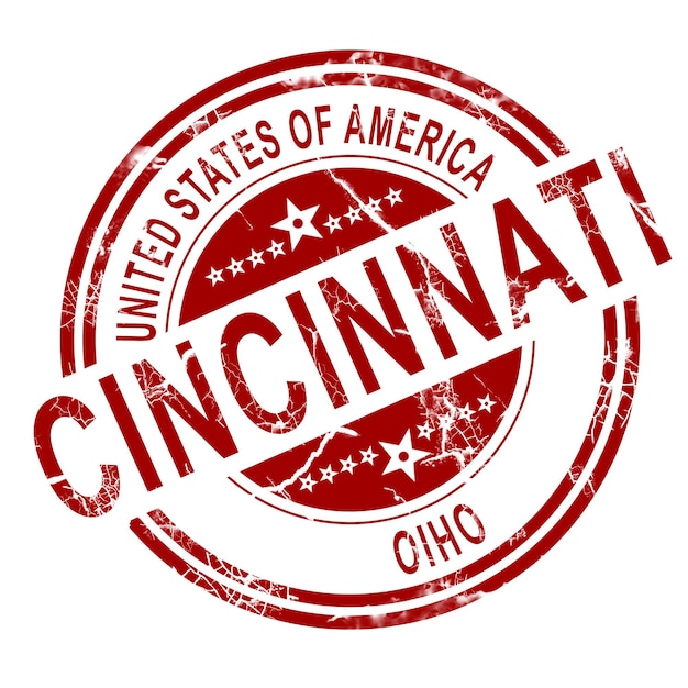 Cincinnati-Ohio-Stempel mit weißem Hintergrund