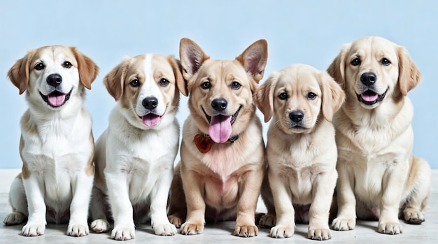 Cinco cachorros felices