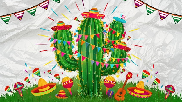 Cinco de Mayo com cacto Generative ai