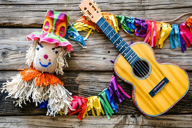 Cinco de Mayo-Hintergrund mit Pinata und Gitarre