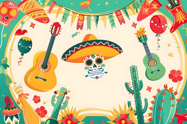 Cinco de Mayo-Hintergrund mit traditionellen mexikanischen Elementen