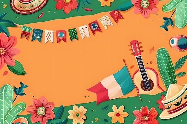 Cinco de Mayo-Hintergrund mit traditionellen mexikanischen Elementen