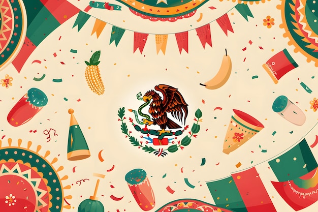 Cinco de Mayo-Hintergrund mit traditionellen mexikanischen Elementen