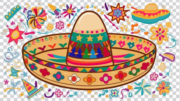 Cinco De Mayo Hut Mexikanischer Sombrero Hut PNG durchsichtiger Hintergrund Generativ ai