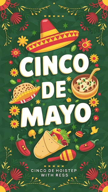 Cinco de mayo ilustração conceito de fundo com sombrero chapéu ornamento cacto e flores