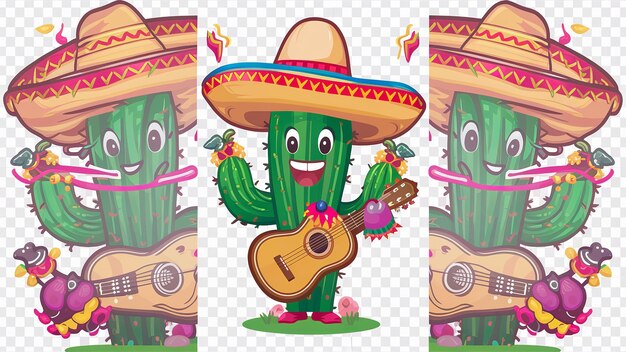 Cinco de Mayo-Kaktus mit Sombrero-Hut, isoliert auf weißem Hintergrund Generativ ai