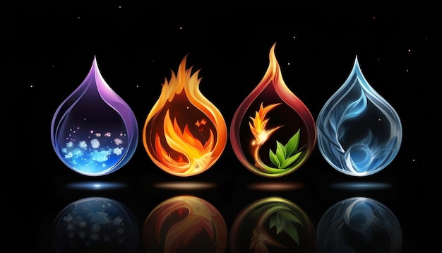 Cinco elementos da natureza ar água fogo terra espaço