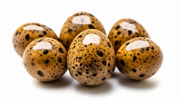 Cinco huevos moteados perfectos para la Pascua o la decoración con temas naturales