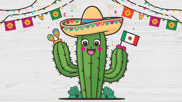 Cinco de Mayo con cactus Generative ai