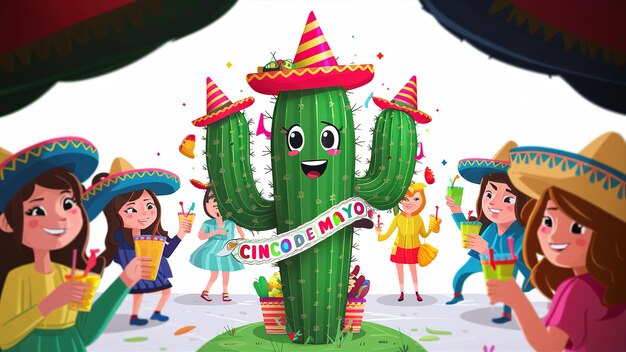 Cinco de Mayo con cactus Generative ai