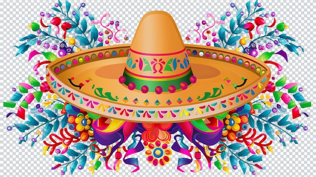 Cinco De Mayo sombrero mexicano sombrero sombrero PNG fondo transparente generativo ai