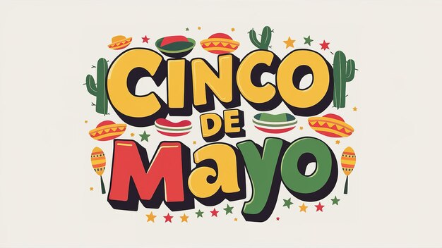 Foto cinco de mayo con texto colorido generativo ai