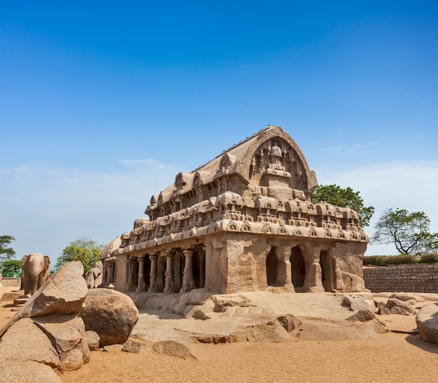 Cinco Rathas. Mahabalipuram, Tamil Nadu, Sul da Índia