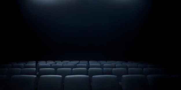 Cine cine con asientos negros filas con fondo negro ai generado