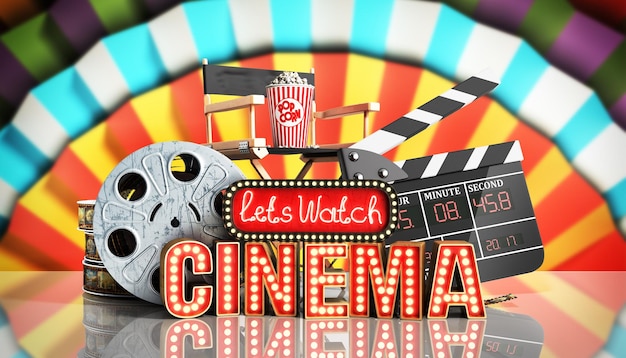 el cine tenía un concepto de luz nave permite ver el cine 3d renderizar el fondo del cine