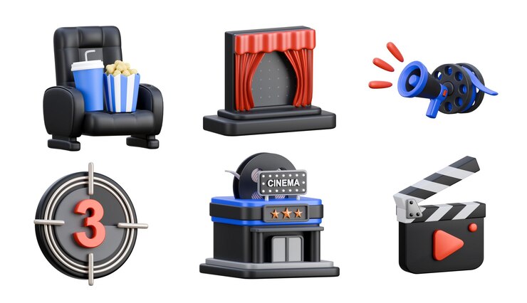 Foto cinema 3d ilustração ícone recurso gráfico estilo low poly