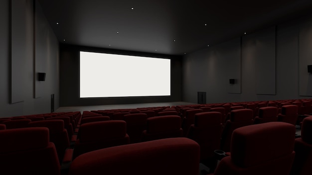 cinema com renderização 3d de tela branca