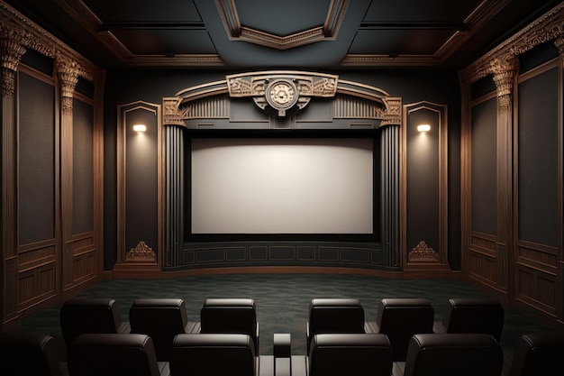 Cinema com tela em branco Mock up Conceito de anúncio Geração de IA