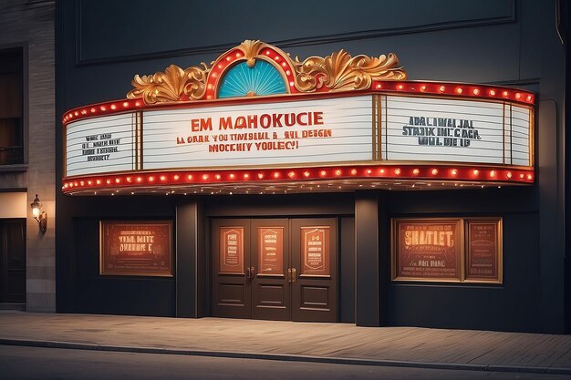 Cinema Marquee Signage Mockup con espacio blanco en blanco para colocar su diseño