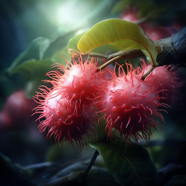 Foto cinematic rambutan reverie ultra realista 16k uhd arte digital