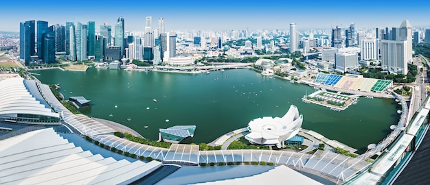 Cingapura - 18 de outubro de 2014: vista aérea de cingapura do marina bay sands skypark.