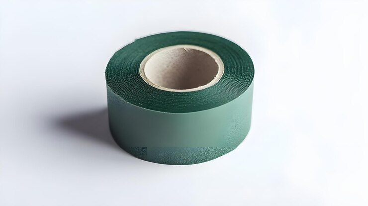 cinta adhesiva verde aislada sobre un fondo blanco