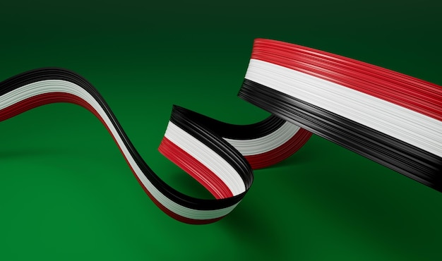 Cinta de bandera de siria 3d Bandera ondulada de siria 3d aislada sobre fondo verde Ilustración 3d