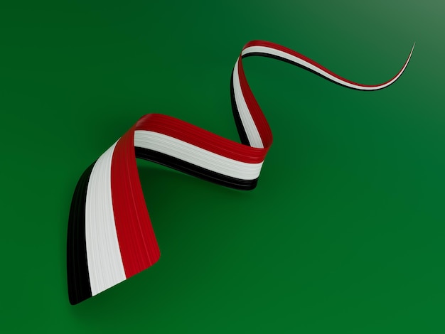 Cinta de la bandera de Siria sobre fondo verde ilustración 3d