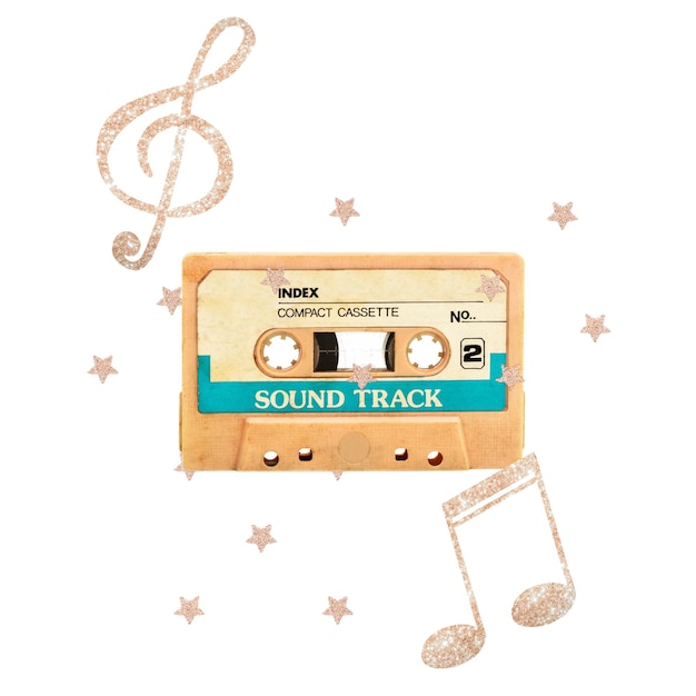 La cinta de casete png pegatina de música de fondo transparente