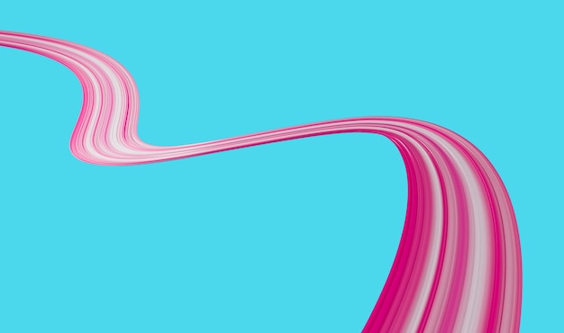 Cinta de lujo de trazo de pincel de acuarela de pintura rosa 3d sobre fondo azul ilustración 3d