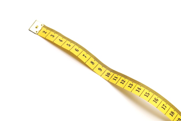 Foto cinta de medición sobre un fondo blanco
