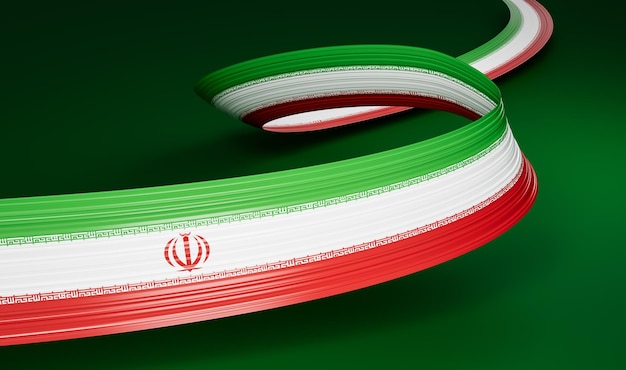 Foto cinta ondeante con la bandera del día de la independencia de irán banner ilustración 3d