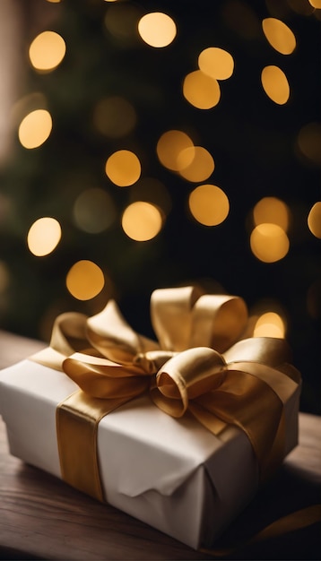 una cinta de oro elegantemente atada alrededor de una caja de regalos