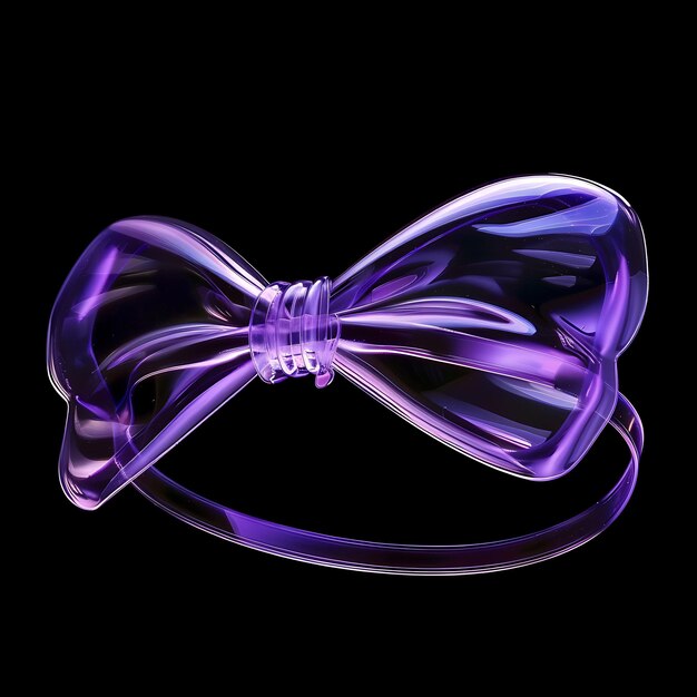 una cinta púrpura con un arco en ella está hecha de vidrio púrpura