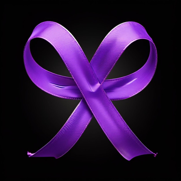 una cinta púrpura con una cinta pórpura que tiene un nudo en ella