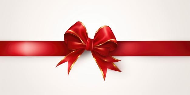 Una cinta roja con un arco en un clipart de fondo blanco en un fondo blanco