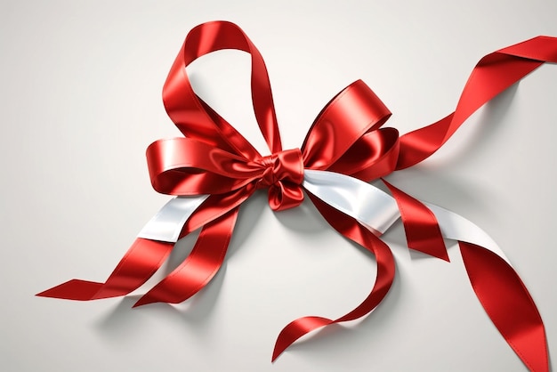 La cinta roja y el arco de regalo son un fondo aislado