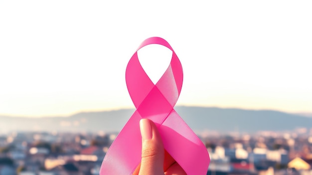 Foto una cinta rosa de cáncer