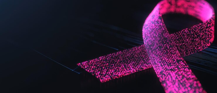 cinta rosa digital con efecto de brillo de neón
