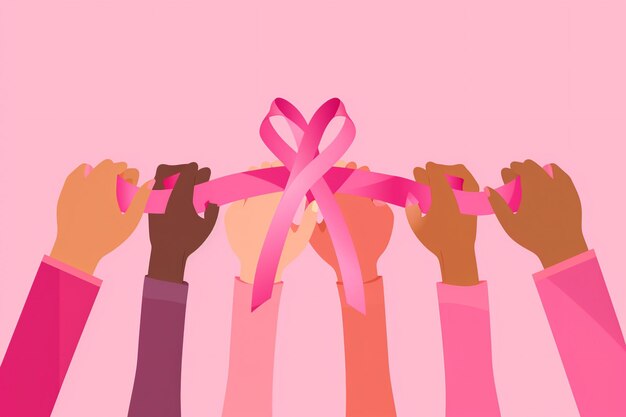 Cinta rosa para el mes mundial de concienciación sobre el cáncer de mama