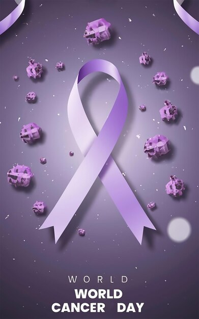 cinta de tema púrpura para el día mundial del cáncer