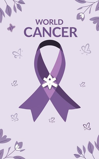 cinta de tema púrpura para el día mundial del cáncer
